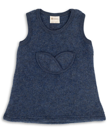 Engel Baby-Träger-Kleid Wollfleece - Blau Melange