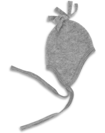 Engel Fleece-Mütze aus Schurwolle - Hellgrau Melange