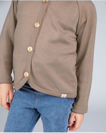 Engel Kinder-Cardigan aus Merino-Schurwolle und Seide - Sand