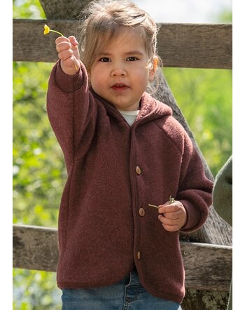 Engel Kapuzen-Jacke aus 100 % Woll-Fleece - Zimt Melange