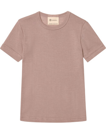 Engel Kinder-Kurzarmshirt aus Schurwolle und Seide - Dustyrose
