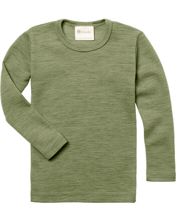 Engel Kinder-Langarmshirt aus Wolle - Salbeigrün Melange