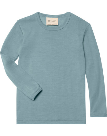 Engel Kinder-Langarmshirt aus Schurwolle und Seide - Bergblau