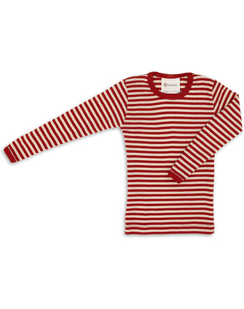 Engel Kinder-Shirt/Unterhemd aus Wolle - Rot Melange/Natur