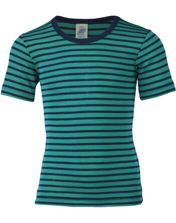 Engel Kinder-Shirt/Unterhemd aus Wolle/Seide GOTS - Eisvogel/Marine