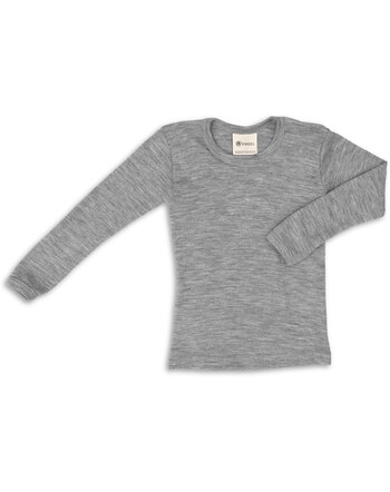 Engel Kinder-Shirt/Unterhemd Langarm Schurwolle/Seide GOTS - Grau