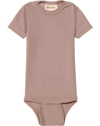 Engel Kurzarm-Body aus Merino-Schurwolle und Seide - Dustyrose