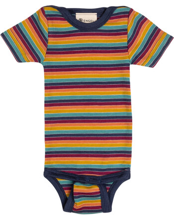 Engel Kurzarm-Body aus Schurwolle und Seide mit Streifen - Multicolour