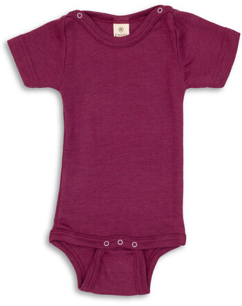 Engel Kurzarm-Body aus Wolle/Seide - Orchidee