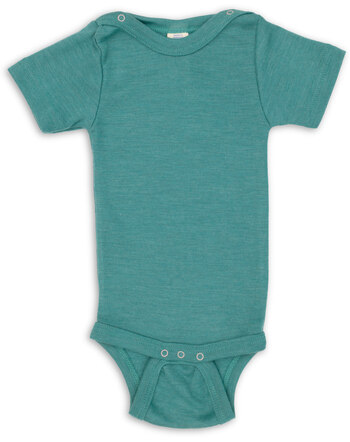 Engel Kurzarm-Body Wolle/Seide eisvogel