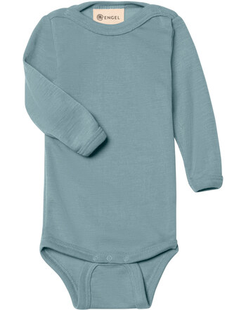 Engel Langarm-Body aus Merino-Schurwolle und Seide - Bergblau