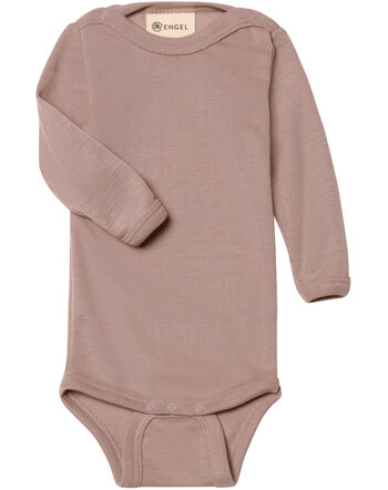 Engel Langarm-Body aus Wolle/Seide - Dustyrose
