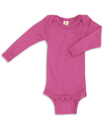 Engel Langarm-Body aus Wolle/Seide - Himbeere