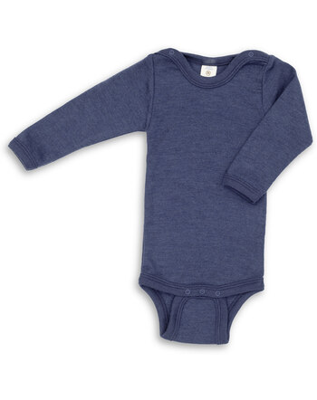 Engel Langarm-Body aus Wolle/Seide - Marine