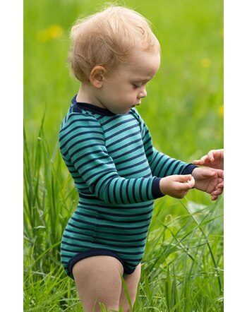 Engel Langarm-Body Schurwolle/Seide GOTS eisvogel/marine