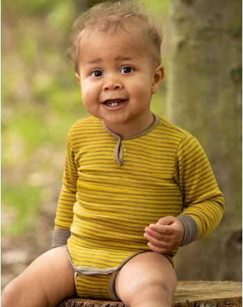 Engel Langarm-Body Wolle/Seide - Safran/Walnuss GOTS 