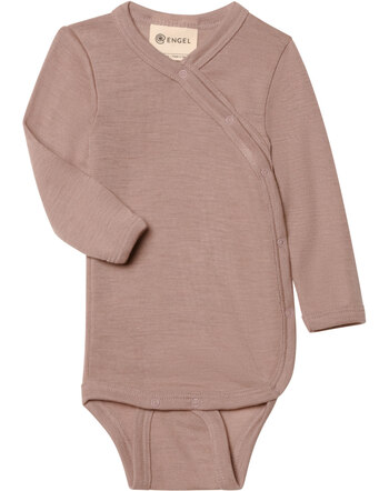 Engel Langarm-Wickel-Body aus Merino-Schurwolle und Seide - Dustyrose