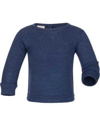 Engel Langarmshirt aus Bio-Merinowolle/Seide - Marine