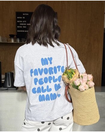 Famvibes Damen-T-Shirt 'Call me Mama' aus Baumwolle - Grau/Blau