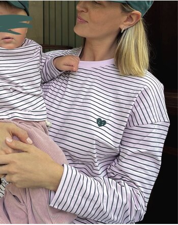 Famvibes Langarmshirt für Damen aus Baumwolle - Rose/Green 💚 💗