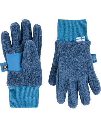 Finkid Fleece-Handschuhe 'Sormikas' mit wasserfesten Besatz - Denim/Deep Water