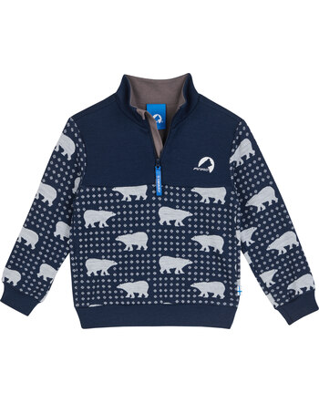 Finkid Halfzip/Troyer MASI NORDIK aus Wolle mit Bärenmuster - Navy