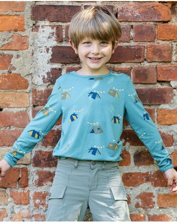 Finkid Langarm-Jerseyshirt 'Juhannus Sun' mit UPF 50+ aus Bambus-Viskose - Deep Jungle