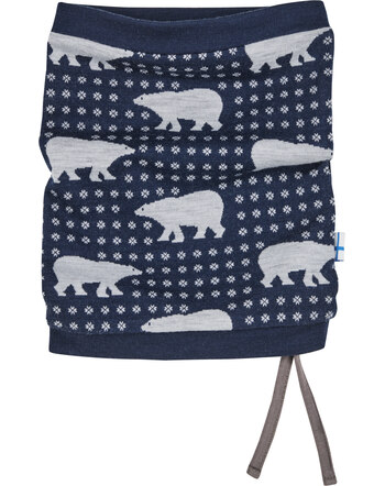 Finkid Loop-Schal TUUBI NORDIK aus Wolle mit Bärenmuster - Navy