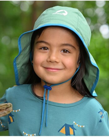 Finkid Sonnen-Hut 'Aurinko' mit UPF 50+ aus 100 % Baumwolle- Deep Gras/Mosaic