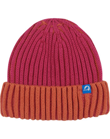 Finkid Two-tone knitted beanie PIPPALOT raspberry/fox