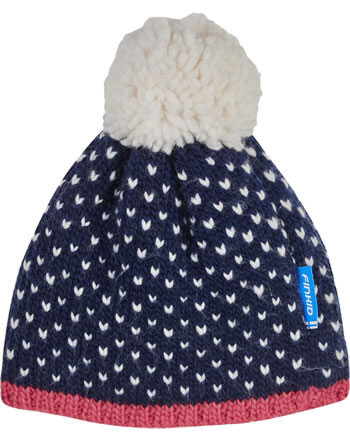 Finkid Wool knitted hat PEKONI navy/rose 1612055-100206