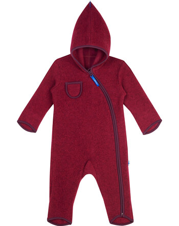 Finkid Wollfleece-Overall PUKU WOOL - Beet Red/Eggplant