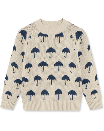Fliink Strick-Pullover 'Janie Umbrella' aus Baumwolle, Kaschmir und Wolle - Sandshell/Insignia Blue