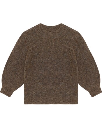 Fliink Pullover 'Stari' mit Puffärmeln aus Alpaka und Wolle - Pine Bark