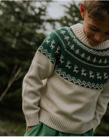 Fliink Strick-Pullover 'Janie Nordic' aus Bio-Baumwolle & Wolle - Sandshell