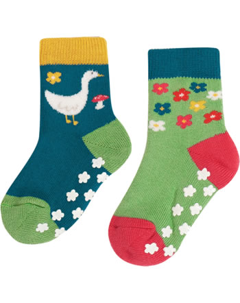 Frugi Chaussettes 2 pièces GRIPPY SOCKS fjord green/geese