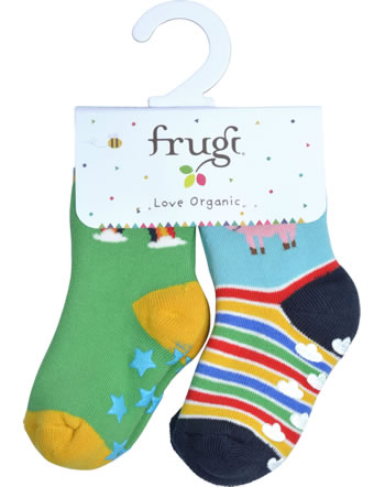 Frugi Grippy Socks 2 pieces GRIPPY SOCKS rainbow farm SOS203RFM GOTS