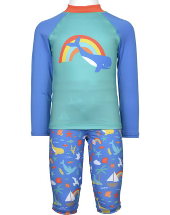 Frugi Beachhose + Shirt SUN SAFE SET LSF 40+ cobalt whale SWS112CHW