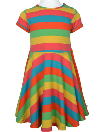 Frugi Spring Skater Dress short sleeve SPRING blue rainbow stripe DRS228CBQ GOTS