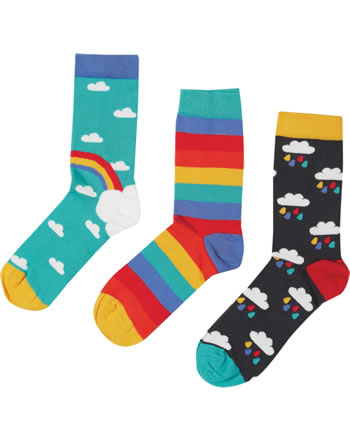 Frugi Socks 3 pieces ROCK MY SOCKS pacific aqua rainbow