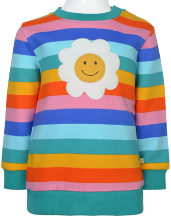 Frugi Sweatshirt SAMMY mid pink rainbow stripe daisy JUS207MPE GOTS