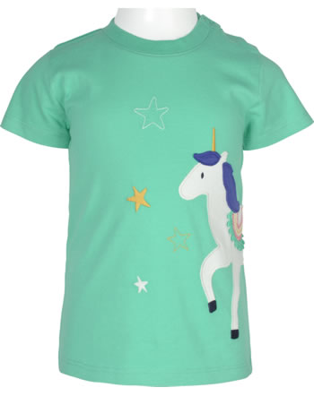 Frugi Shirt short sleeve AVERY APPLIQUE pacific aqua unicorn TTS206PQU GOTS