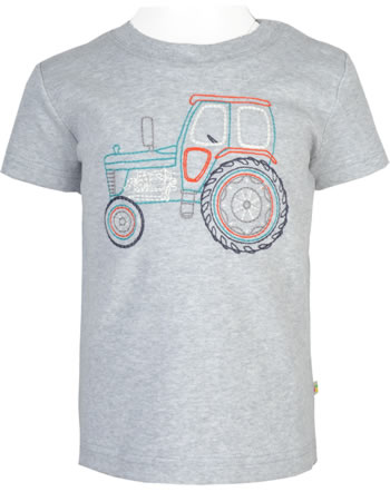 Frugi T-Shirt Kurzarm CARSEN EMBROIDERY grey marl/tractor