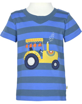 Frugi T-Shirt Kurzarm EASY ON blue stripe tractor TTS115BSR