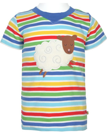 Frugi T-Shirt short sleeve EASY ON TEE cobalt rainbow stripe sheep TTS217CRP GOTS