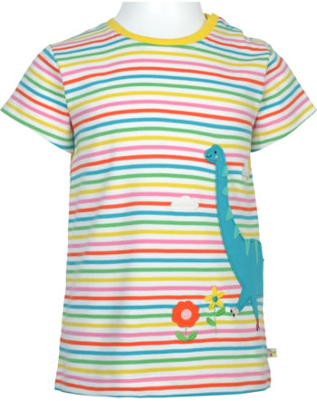 Frugi Shirt short sleeve ISLA  APPLIQUE TEE rainbow stripe dino TTS242RDV GOTS