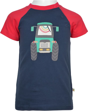 Frugi Shirt short sleeve RAFE RAGLAN indigo tractor TTS234ITA GOTS