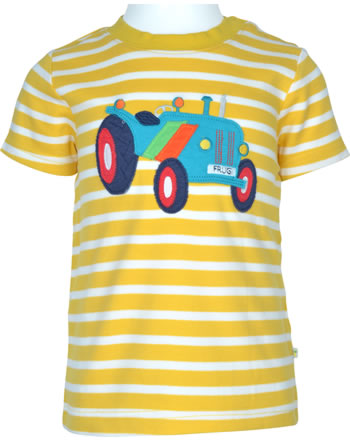 Frugi Shirt manches courtes SID APPLIQUE bumblebee stripe/tractor TTS236BTT GOTS