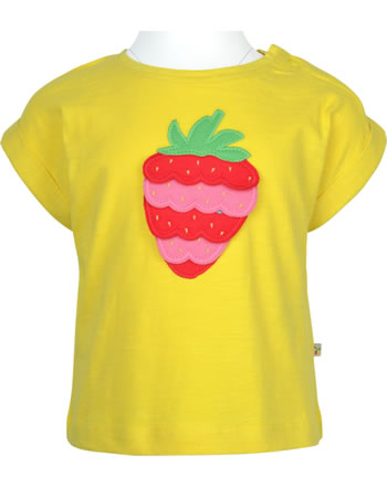 Frugi Short Sleeve Shirt SOPHIA SLUB yellow strawberry TTS237YES GOTS
