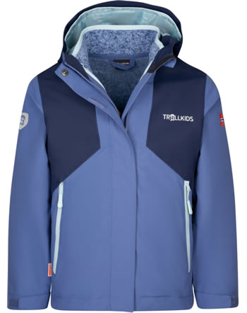 Trollkids 3in1 Allweather Jacket GIRLS PREIKESTOLEN navy/lotus blue/mint